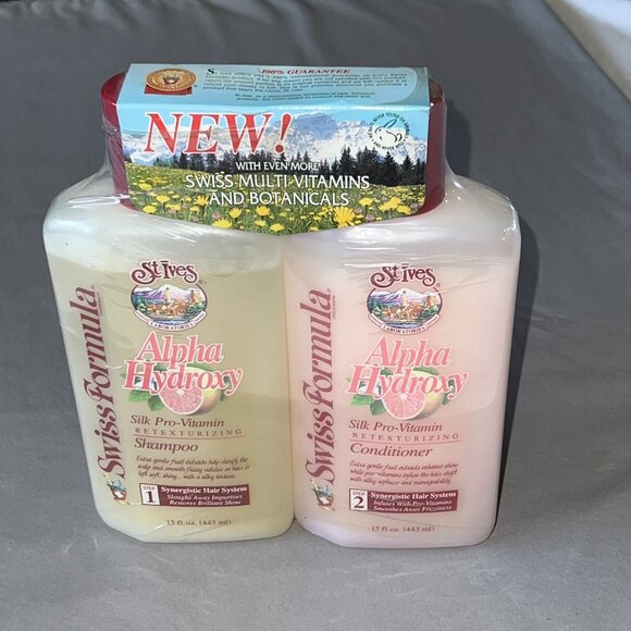 RARE St. Ives Swiss Formula Shampoo & Conditoner Alpha Hydoxy Vintage 1980s New - Picture 2 of 10